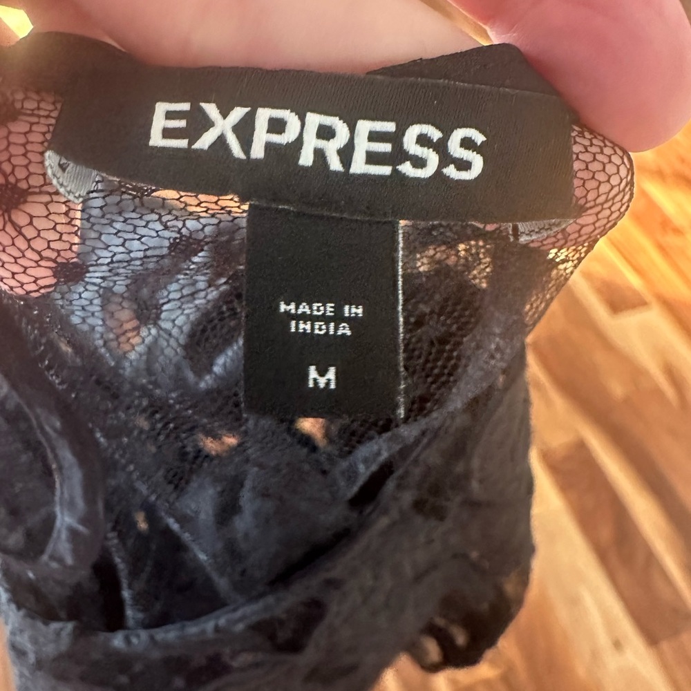 Express Black Lace Ruffled Blouse size Medium - Picture 4 of 5